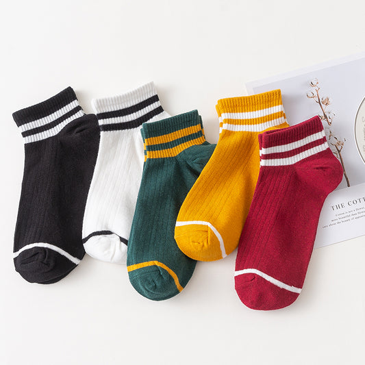 Funny Cute Japanese High School Girls Cotton Loose Striped Crew Socks Colorful Women Harajuku Designer Retro Short Sock