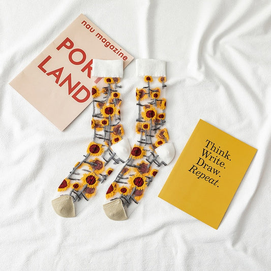 Funny Sunflowers Vines Flowers Happy Women Socks Casual High Quality Sox