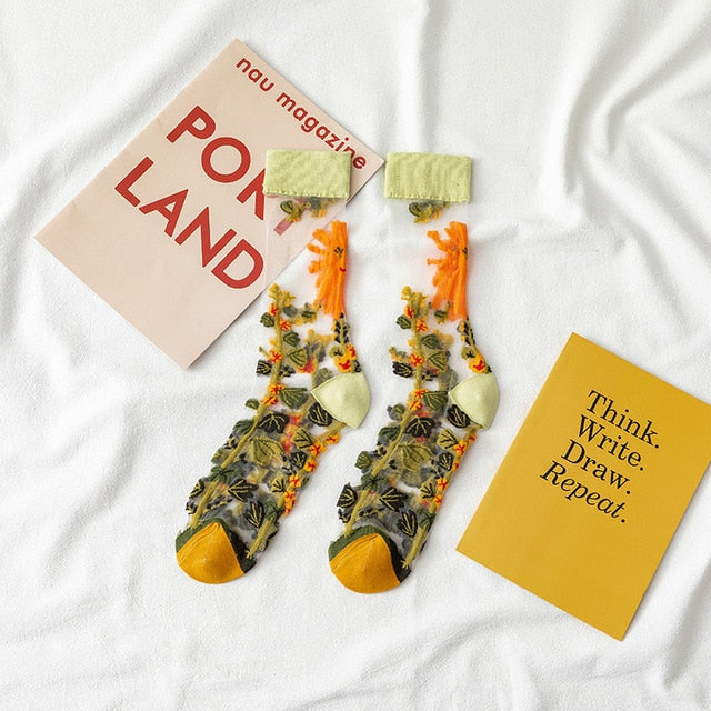 Funny Sunflowers Vines Flowers Happy Women Socks Casual High Quality Sox