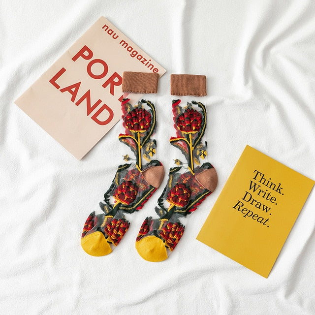 Funny Sunflowers Vines Flowers Happy Women Socks Casual High Quality Sox