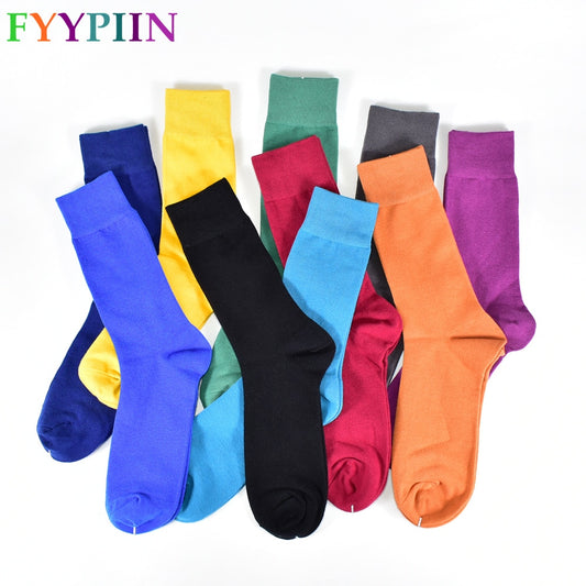 Men's socks Solid Color Cotton Socks Black Blue Red 10 colors Dress Autumn & winter Socks