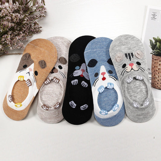 Lot Cute Harajuku Animal Women Socks Set Cat Dog Rabbit Panda Low Cut Short Sock