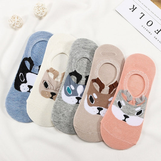 Lot Cute Harajuku Animal Women Socks Set Cat Dog Rabbit Panda Low Cut Short Sock