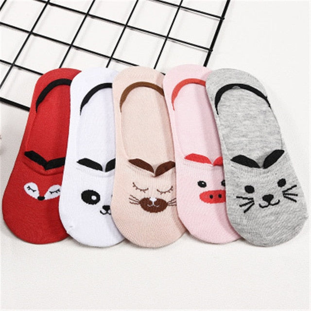 Lot Cute Harajuku Animal Women Socks Set Cat Dog Rabbit Panda Low Cut Short Sock