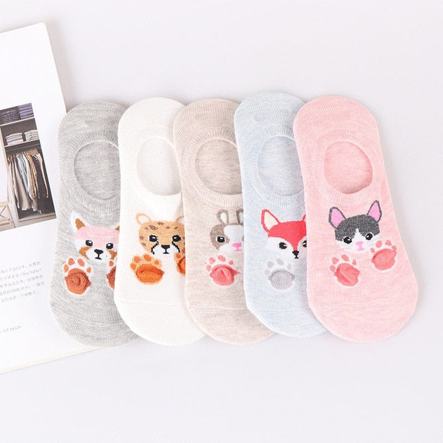 Lot Cute Harajuku Animal Women Socks Set Cat Dog Rabbit Panda Low Cut Short Sock