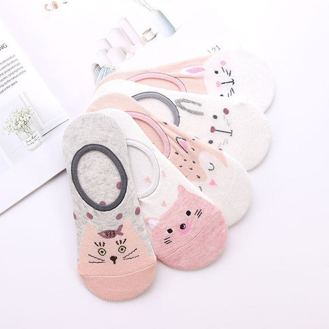 Lot Cute Harajuku Animal Women Socks Set Cat Dog Rabbit Panda Low Cut Short Sock