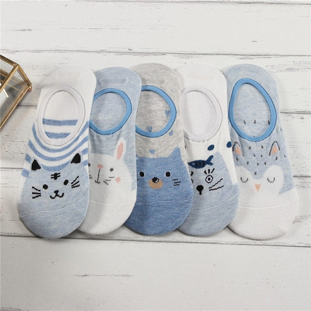Lot Cute Harajuku Animal Women Socks Set Cat Dog Rabbit Panda Low Cut Short Sock