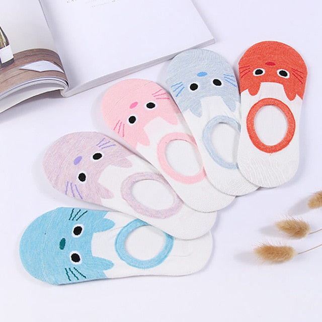 Lot Cute Harajuku Animal Women Socks Set Cat Dog Rabbit Panda Low Cut Short Sock