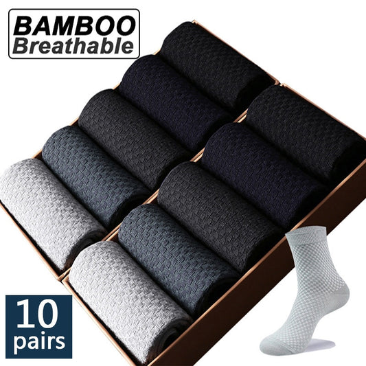 Men Fiber Socks Breathable Compression Long Socks Business Casual Male