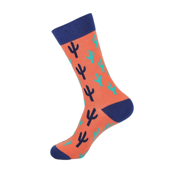 Men's Socks Dinosaur Penguin Cactus Lattice Dog Warm Skate Harajuku Cool Socks