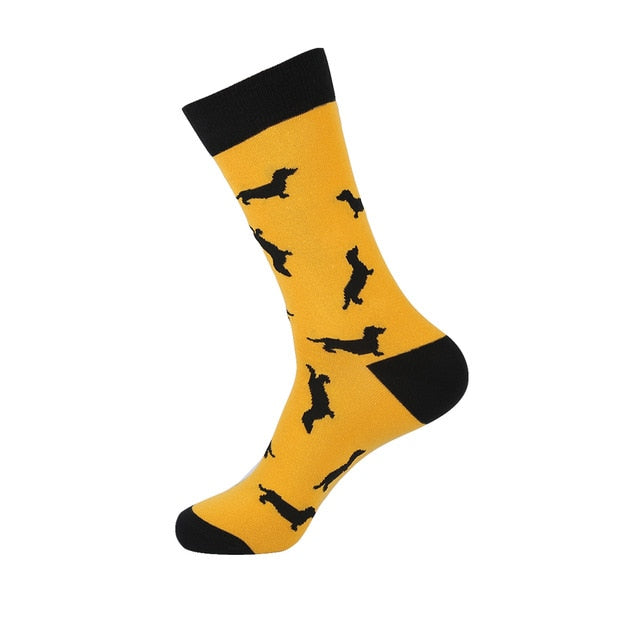 Men's Socks Dinosaur Penguin Cactus Lattice Dog Warm Skate Harajuku Cool Socks