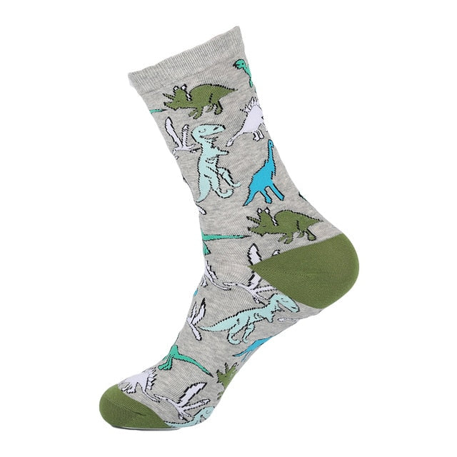 Men's Socks Dinosaur Penguin Cactus Lattice Dog Warm Skate Harajuku Cool Socks