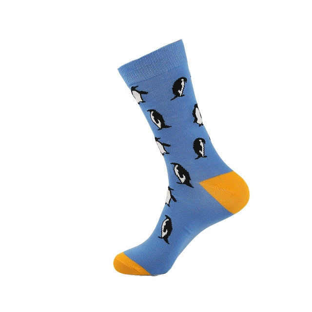 Men's Socks Dinosaur Penguin Cactus Lattice Dog Warm Skate Harajuku Cool Socks