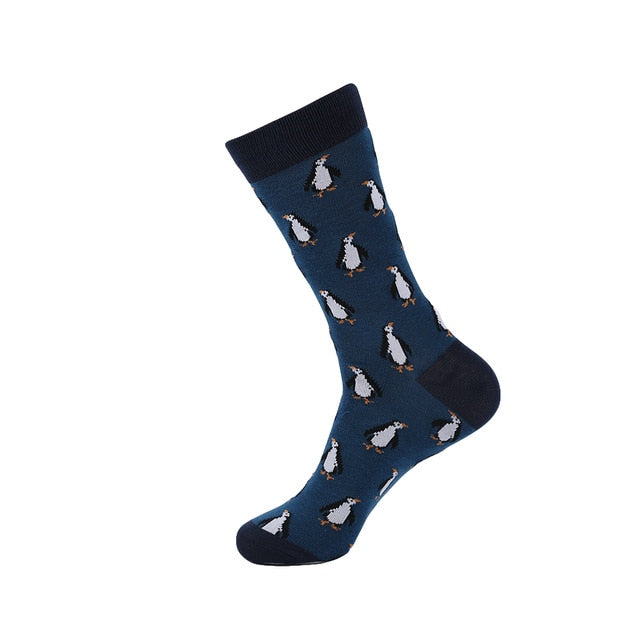 Men's Socks Dinosaur Penguin Cactus Lattice Dog Warm Skate Harajuku Cool Socks