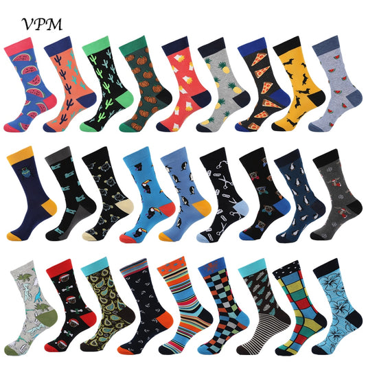 Men's Socks Dinosaur Penguin Cactus Lattice Dog Warm Skate Harajuku Cool Socks