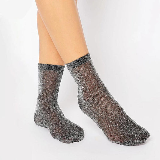Top Quality Thin Gold Sliver Shiny Ankle Socks