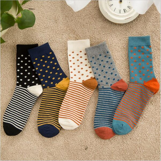 Cotton Men's Polka Dot Strip Dress Socks