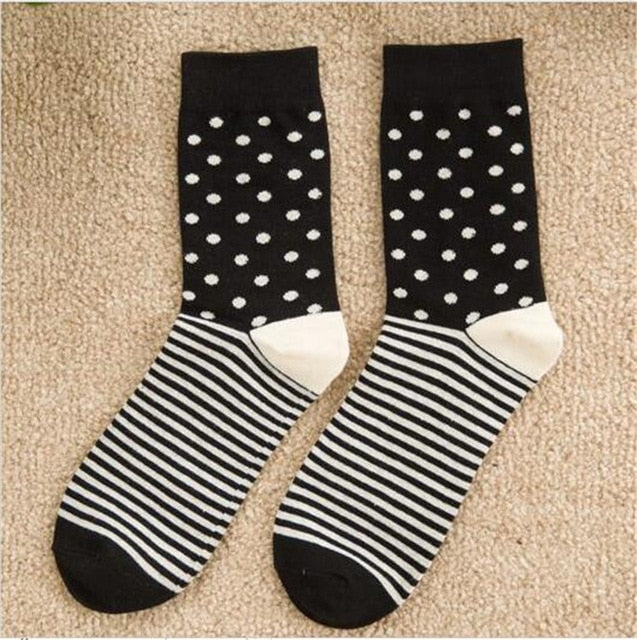 Cotton Men's Polka Dot Strip Dress Socks