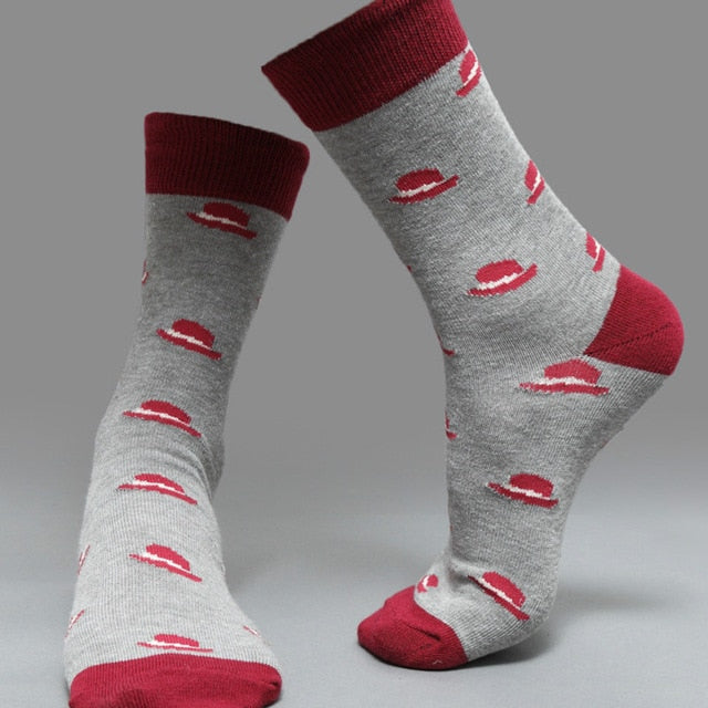 Cotton Men's Polka Dot Strip Dress Socks