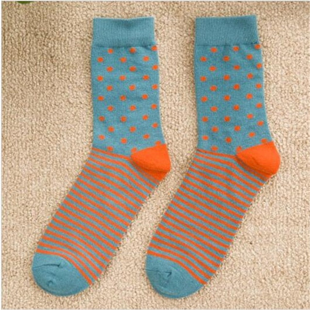 Cotton Men's Polka Dot Strip Dress Socks