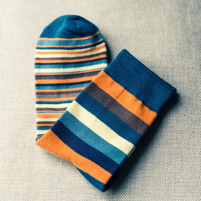 Cotton Men's Polka Dot Strip Dress Socks
