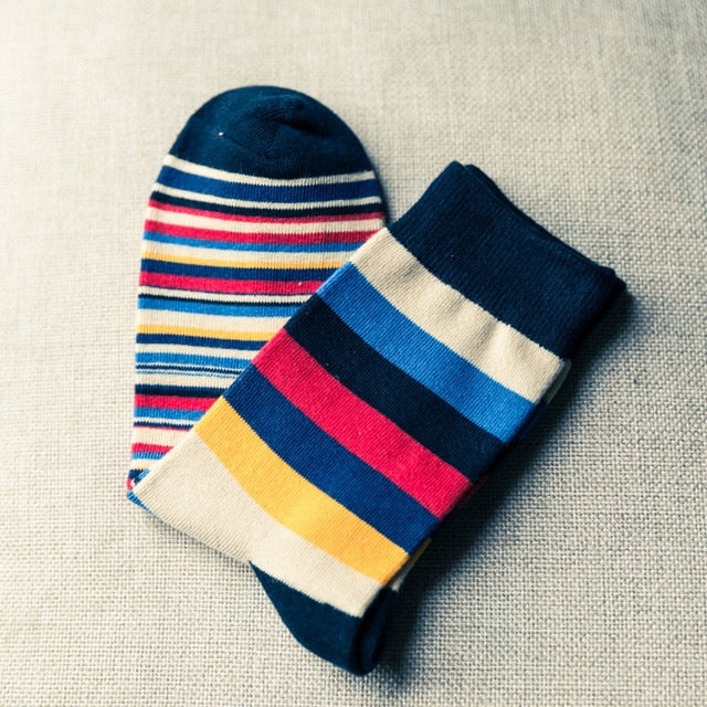 Cotton Men's Polka Dot Strip Dress Socks