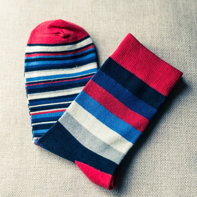 Cotton Men's Polka Dot Strip Dress Socks
