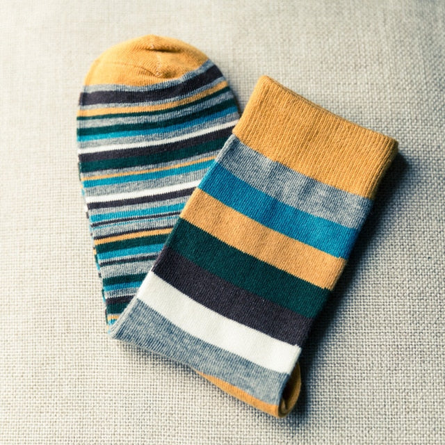 Cotton Men's Polka Dot Strip Dress Socks