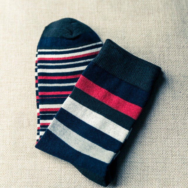 Cotton Men's Polka Dot Strip Dress Socks