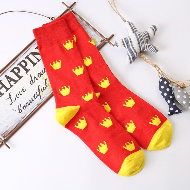 Cotton Men's Polka Dot Strip Dress Socks