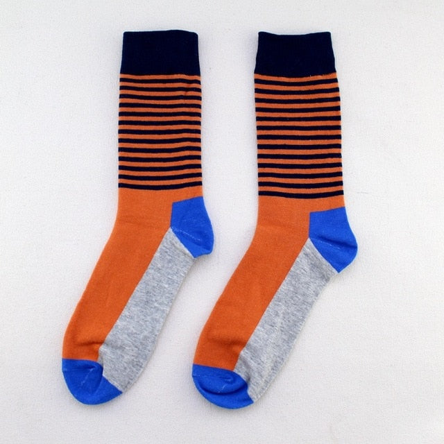 Cotton Men's Polka Dot Strip Dress Socks