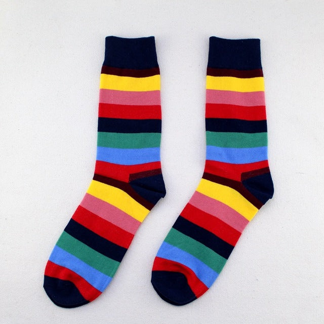 Cotton Men's Polka Dot Strip Dress Socks