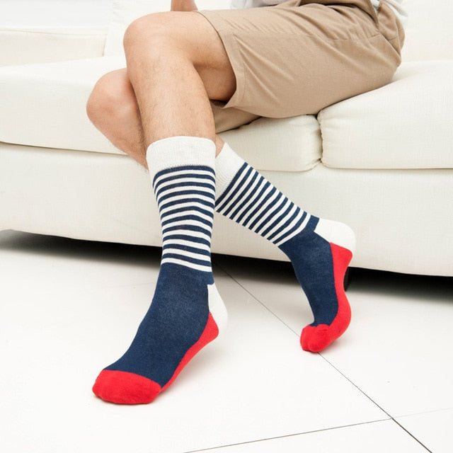 Colorful Stripes Men's Cotton Crew Dress Socks