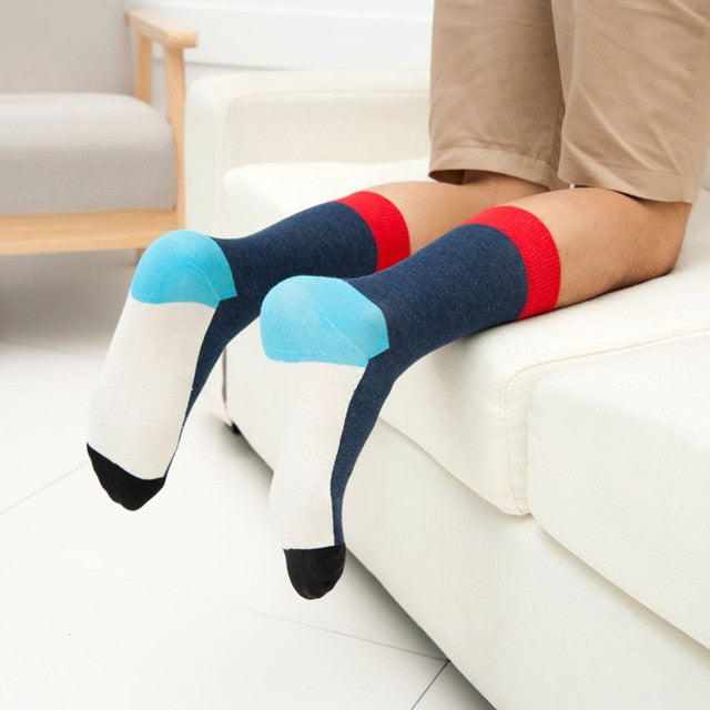 Colorful Stripes Men's Cotton Crew Dress Socks