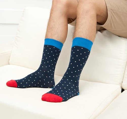 Colorful Stripes Men's Cotton Crew Dress Socks