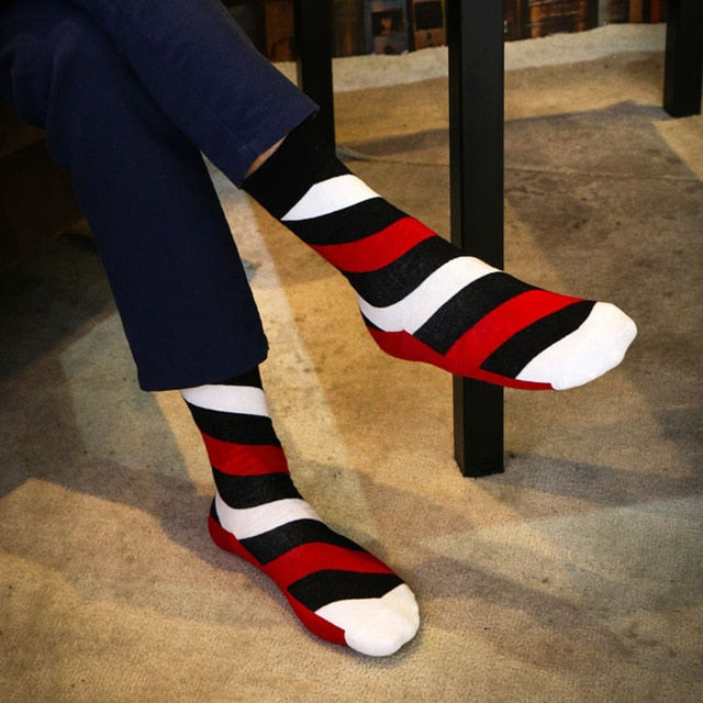 Colorful Stripes Men's Cotton Crew Dress Socks
