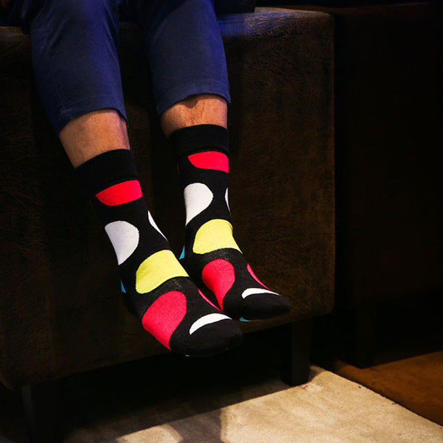 Colorful Stripes Men's Cotton Crew Dress Socks