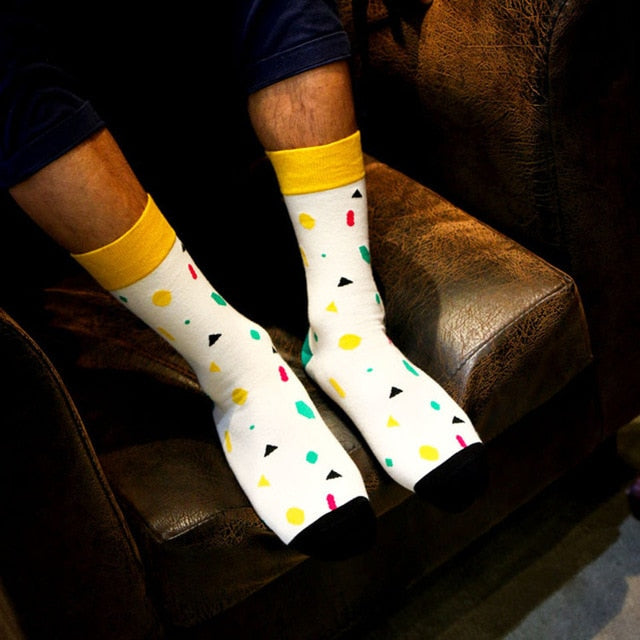 Colorful Stripes Men's Cotton Crew Dress Socks
