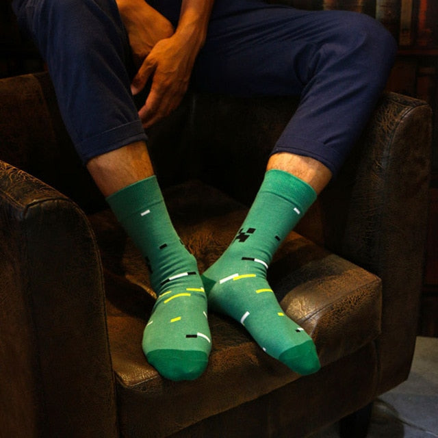 Colorful Stripes Men's Cotton Crew Dress Socks