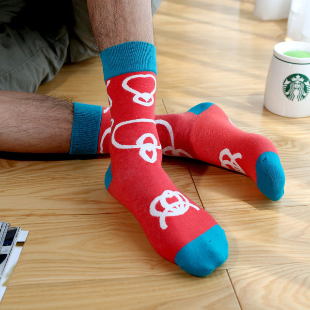 Colorful Stripes Men's Cotton Crew Dress Socks