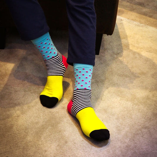 Colorful Stripes Men's Cotton Crew Dress Socks