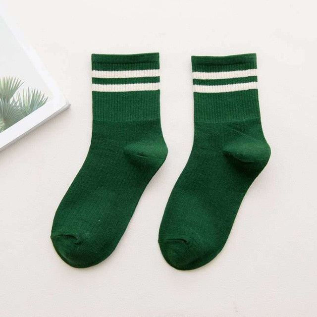 Cotton Loose Striped Women's Crew Socks