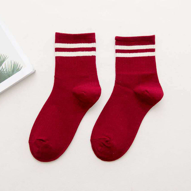 Cotton Loose Striped Women's Crew Socks