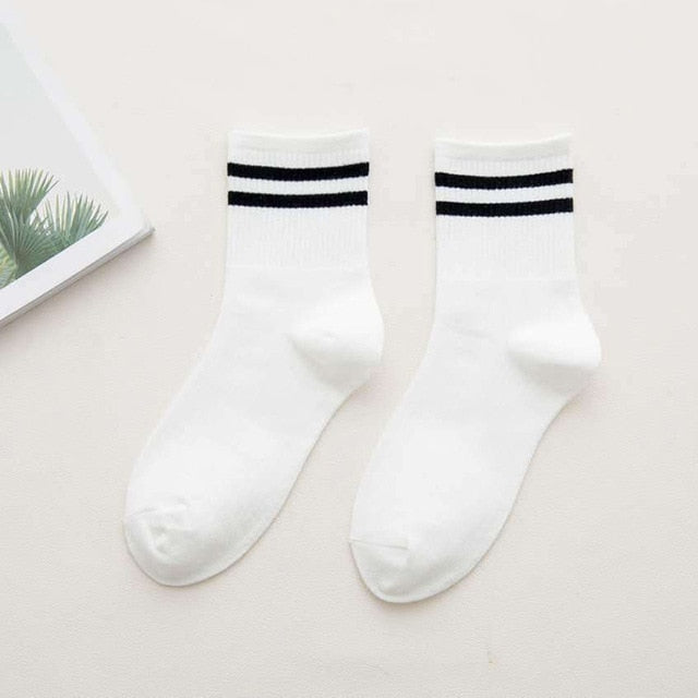 Cotton Loose Striped Women's Crew Socks