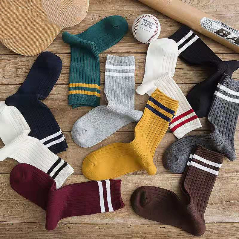 Japanese Loose Harajuku, Solid colors ,Needles Knitting Striped Cotton Socks