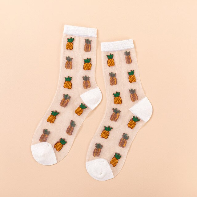 Harajuku Crystal Silk Tide Socks Funny Sunflowers Vines
