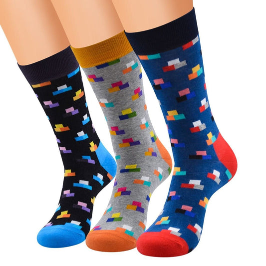 Casual Plaid Colorful Socks - Men's Cotton Dress | Fiyahazz Socks