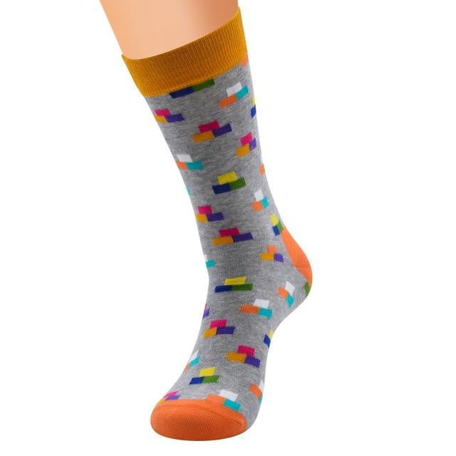 Casual Plaid Colorful Socks - Men's Cotton Dress | Fiyahazz Socks