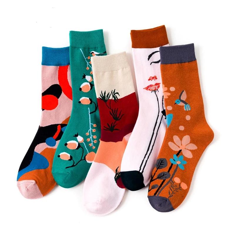 Cartoon Nylon Fun Cute Kawaii Short Ladies Flower Streetwear Women Socks Warm Funny White Short Winter Cotton Happy Ankle Socks