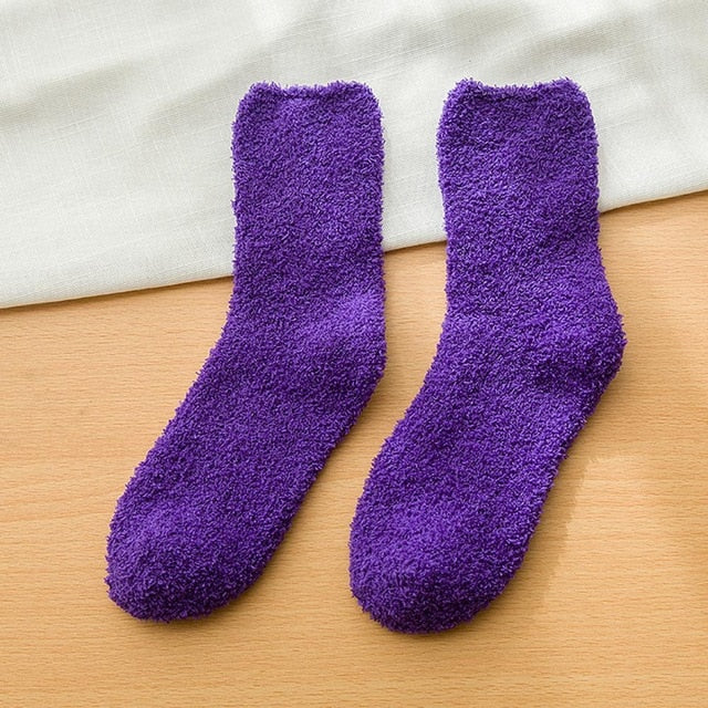 Studyset Women Cute Candy Color Soft Fluffy Socks Coral Velvet Winter Warm Socks Girls Terry Fuzzy Socks High Quality Socks